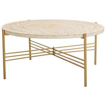 Mesa De Centro De Madera Y Metal Blanca 80x80x36