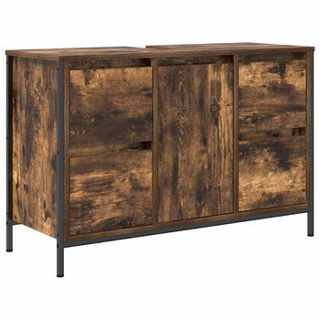Mueble De Lavabo Con Cajones Roble Ahumado 90x34,5x60 Cm Vidaxl
