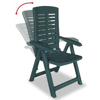 Pack 4 Uds Sillas De Jardín | Silla De Exterior | Sillón Reclinables Plástico Verde