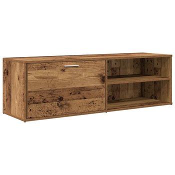 Mueble De Tv Madera Contrachapada Envejecida 120x34x37 Cm Vidaxl