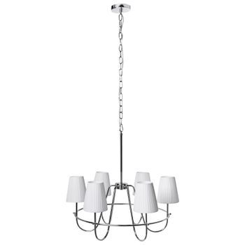 Lámpara De Araña Moderna De 6 Luces Estilo Tradicional Sala De Estar Comedor Base De Metal De Tela Plateado Yamethin