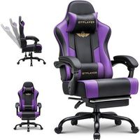 silla gaming gtplayer ergonomica con reposapies reposacabezas y lumbar altura ajustable acolchada 180 kg - lila