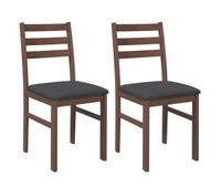 vidaxl sillas de comedor con cojines 2 uds madera maciza marron caucho