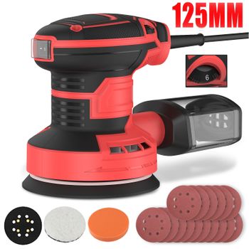 Lijadora excéntrica eléctrica de 300W, 6 velocidades ajustables, 5 pulgadas, 125mm, para lijado de madera, pulido de coches, máquina multifuncional para bricolaje en el hogar, herramientas eléctricas.