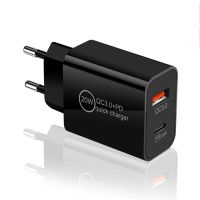 cargador usb-c pd30 qc30 dual de 20w pd20w de 2 puertos adaptador de pared de carga rapida enchufe de la ue para iphon