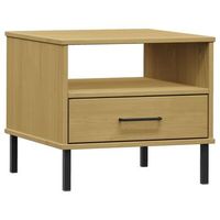 mesita de noche con cajon y compartimento 50 x 50 x 45 cm en madera de pino marron dec032561