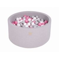 meowbaby piscina de bolas round seca para ninos gris claro  grisblancorosa claro 300 pcs 90x40cm
