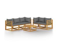 muebles de jardin 6 piezas cojines madera maciza de acacia