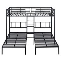 litera triple de metal con escalera y barrera cama litera negra 90x200