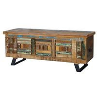 baul exclusivo en madera reciclada multicolor