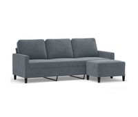 sofa de 3 plazas - sofa de salon con taburete de terciopelo gris oscuro 180 cm