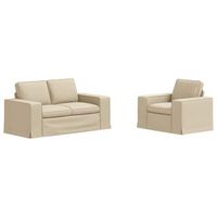 juego de sofa 2 uds crema tela vidaxl