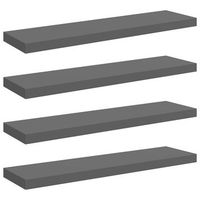 estantes flotantes pared 4 uds mdf gris brillo 90x235x38 cm vidaxl