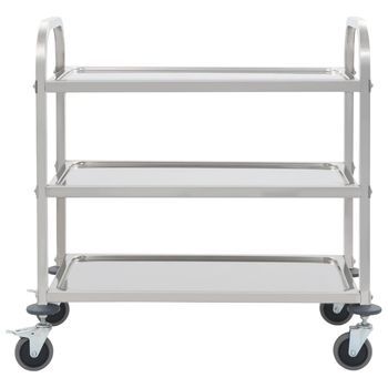 Carrito De Cocina，estantería De Cocina, Carrito De Servir De 3 Alturas 96,5x55x90 Cm Acero Inoxidable