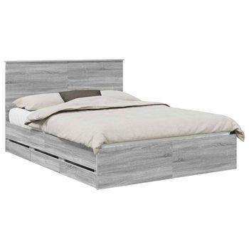 Estructura De Cama Gris Sonoma 150 X 200 Cm Madera Ingenieril Vidaxl