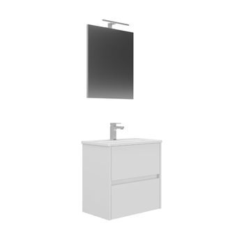 Conjunto de mueble lova de baño con lavabo y espejo blanco