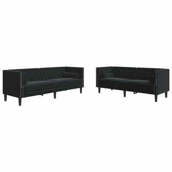Sofá De Sala 2 Uds. Negro Terciopelo Vidaxl