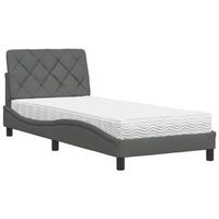 cama con colchon tela gris oscuro 90x190 cm vidaxl