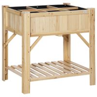 outsunny huerto urbano de madera 120x60x81 cm mesa de cultivo con 6 compartimentos y estante inferior para jardin natural   aosom espana