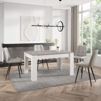 mesa comedor efecto madera cemento y blanco 140x90x76cm