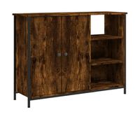 vidaxl aparador de madera de ingenieria roble ahumado 100x33x75 cm