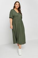 limited collection vestido midaxi caqui textura mujer curvy y tallas grandes limited collection