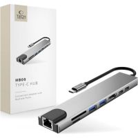 hub usb tech-protect hb09 8 en 1 hdmi 4k 100w
