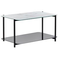 mesa de centro efecto marmol de vidrio templado metal blanco negro 77 x 47 cm patas de metal gloster