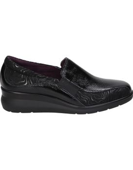 Mocasines De Piel Con Cuña Para Mujer Pitillos 10730 Negro 38