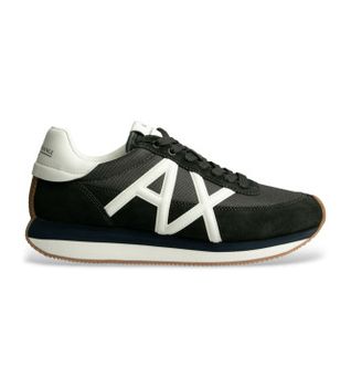 A|X Armani Exchange para hombre. XM001750AF19396MZ258 Zapatillas logotipo negro (43), Plano, Cordones, Casual
