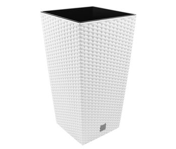 Maceta rato de 26,6 litros con inserto 26,5 x 26,5 x 50 cm en color blanco