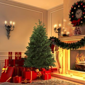 Árbol De Navidad Artificial De Pvc Pe Metal Homcom Ø75x150 Cm-verde