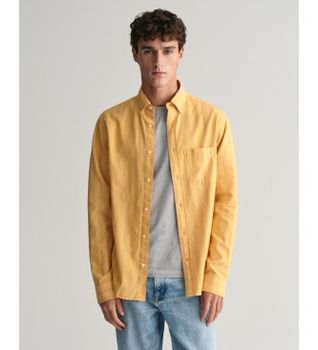 Gant para hombre. 3240056 Camisa Oxford Regular Fit Archive a rayas amarillo (L), Casual, Algodón, Manga larga
