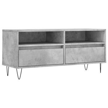 Mueble Tv | Mueble De Salón | Armario Tv Madera Contrachapada Gris Hormigón 100x34,5x44,5cm