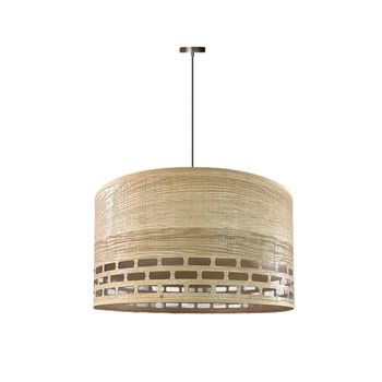 Lámpara de techo de madera clara con tela natural