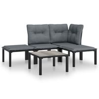 conjunto de muebles de jardin 5 uds  mesa y sillas ratan sintetico negro y gris