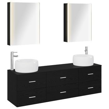 Juego De Muebles De Baño 5 Uds. Roble Negro Vidaxl