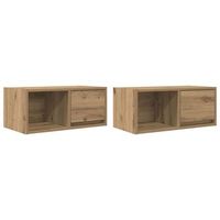 muebles para tv 2 uds  mueble de salon  mesa de tv madera roble artisan 60x31x255 cm