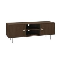 mueble de tv vintage con decoracion de madera y acero inoxidable 2
