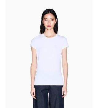 A|X Armani Exchange para mujer. XW002333AF16294U0002 Camiseta Premium blanco (XL), Casual, Algodón, Manga corta