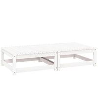 2 piezas taburetes de jardin  otomana de jardin  reposapies de jardin con cojines blanco madera maciza pino