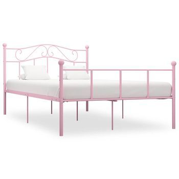 Estructura De Cama Sin Colchón Metal Rosa 160x200 Cm Vidaxl