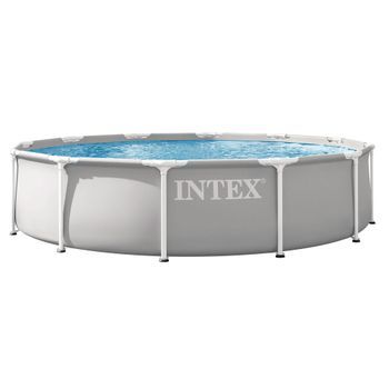 Piscina Desmontable Tubular Circular Pvc 366x76 Cm Gris Intex