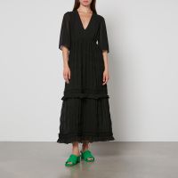 ganni plisse-georgette midi dress - eu 40uk 12