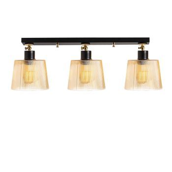 Lámpara De Techo Kemer-n-267 Negro Metal Vidrio Diámetro 68x24 Cm