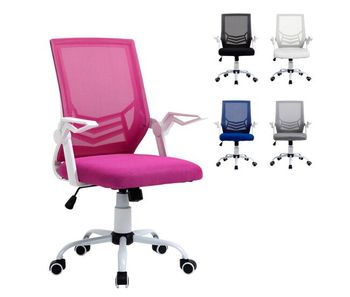 Silla de oficina ergonómica silla escritorio giratoria con altura ajustable reposabrazos abatible soporte lumbar transpirable para adolescentes adultos 62,5x55x94-104 cm rosa