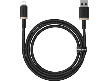 Cable USB - Baseus Dura, Lightning USB, 100 cm, 2.4A, Carga rápida, Negro y Dorado
