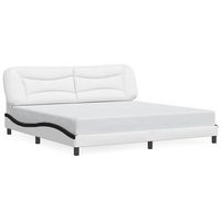 estructura de cama sin colchon hvar cuero sintetico blanco negro 200x200 cm vidaxl