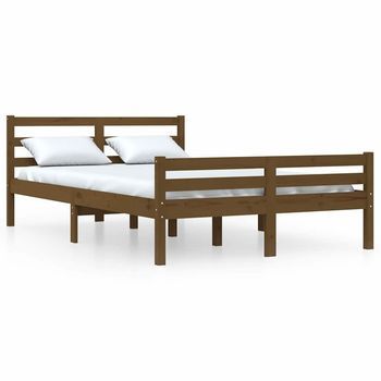 Estructura Cama Sin Colchón Madera Maciza Marrón Miel 150x200cm Vidaxl