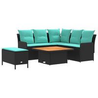 juegos de muebles 5 uds negro y turquesa ratan sintetico vidaxl